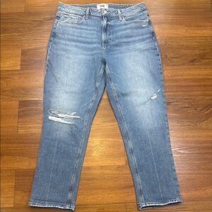PAIGE High Rise Brigitte Cuff Slim Boyfriend Distressed Jeans